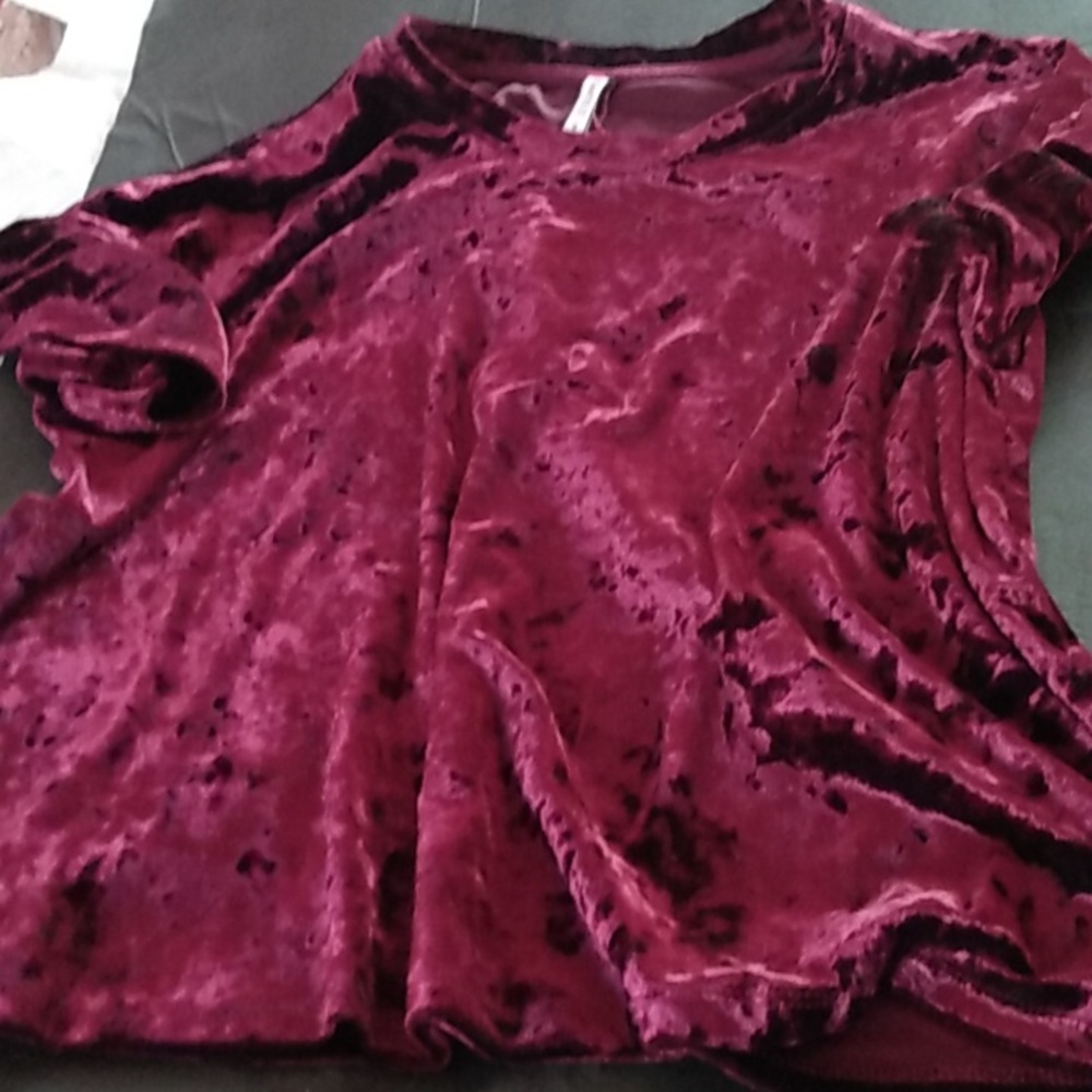 Z supply crushed velvet ruffle top